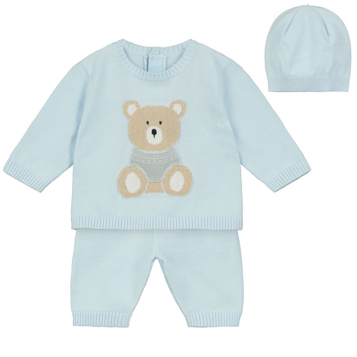 Picture of Emile Et Rose Baby Boys 'Enzo' Blue Knit Teddy Two Piece Set With Hat