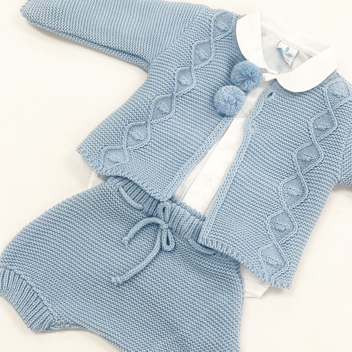 Picture of Sardon Baby Boys Blue Three Piece Knit Set