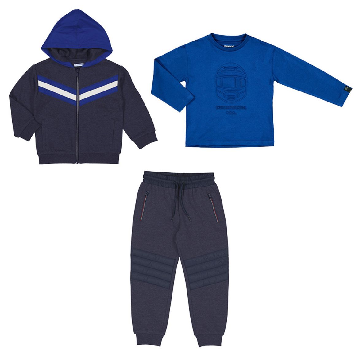 Picture of Mayoral Boys Blue & Navy Three Piece Tracksuit