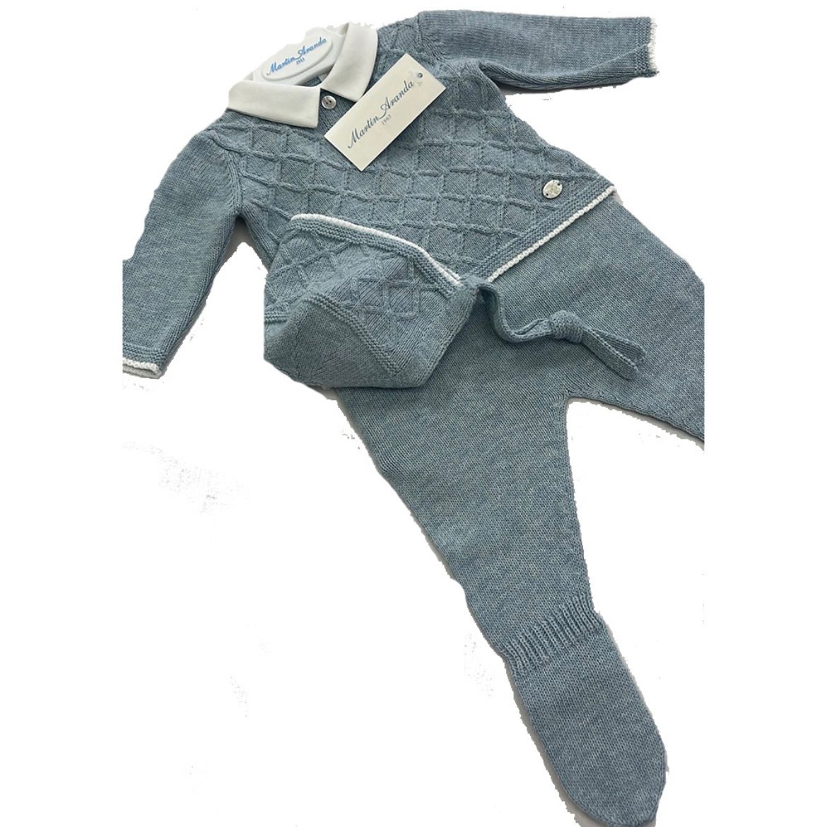 Picture of Martin Aranda Baby Boys Blue Knit Set With Hat