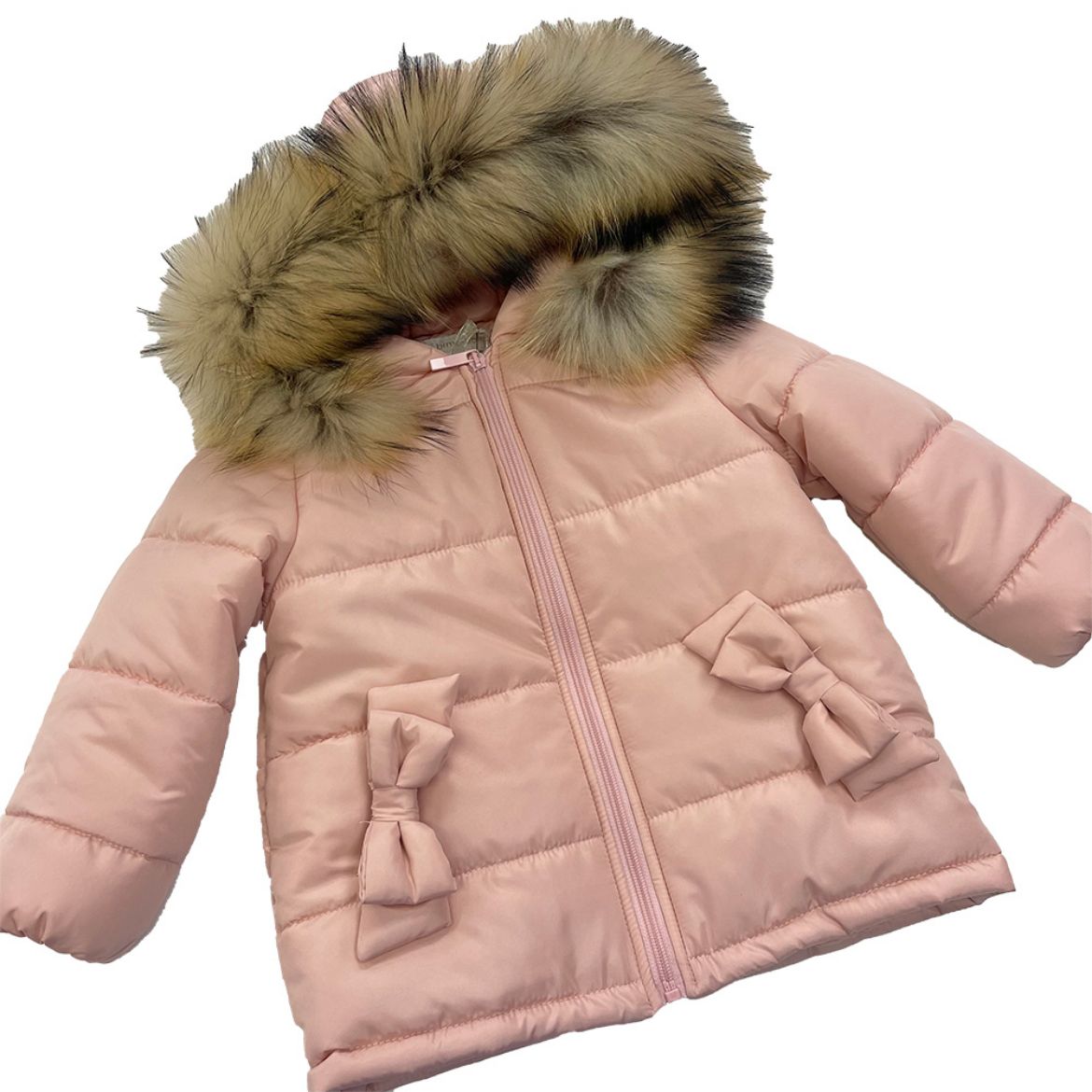 Picture of Bimbalo Girls Pink Coat with Fur Hood