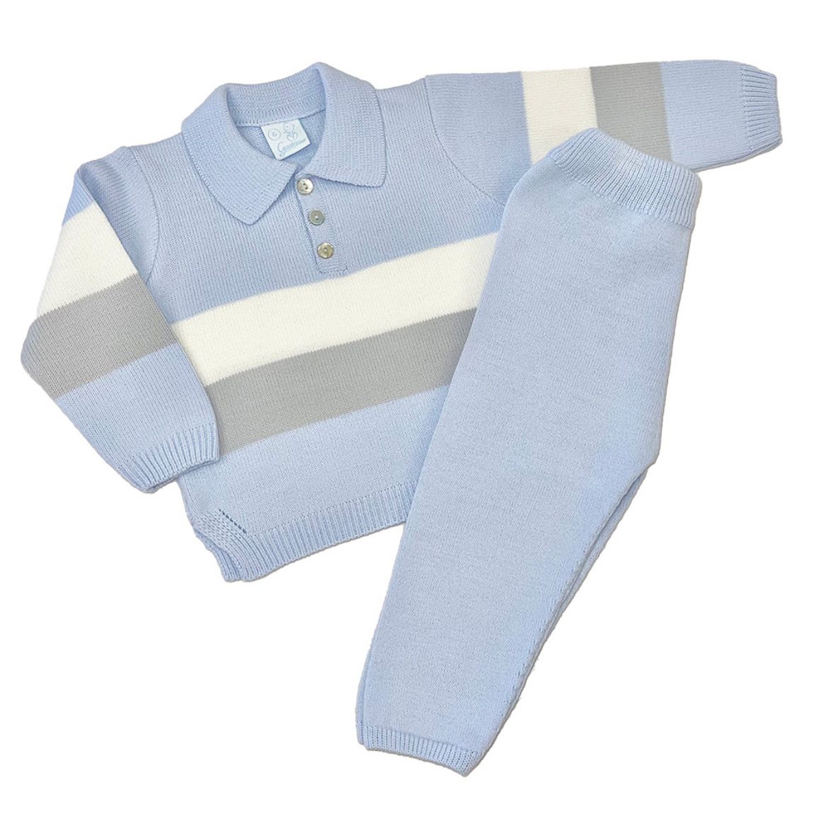 Picture of Granlei Boys Blue, Grey & Cream Striped Set