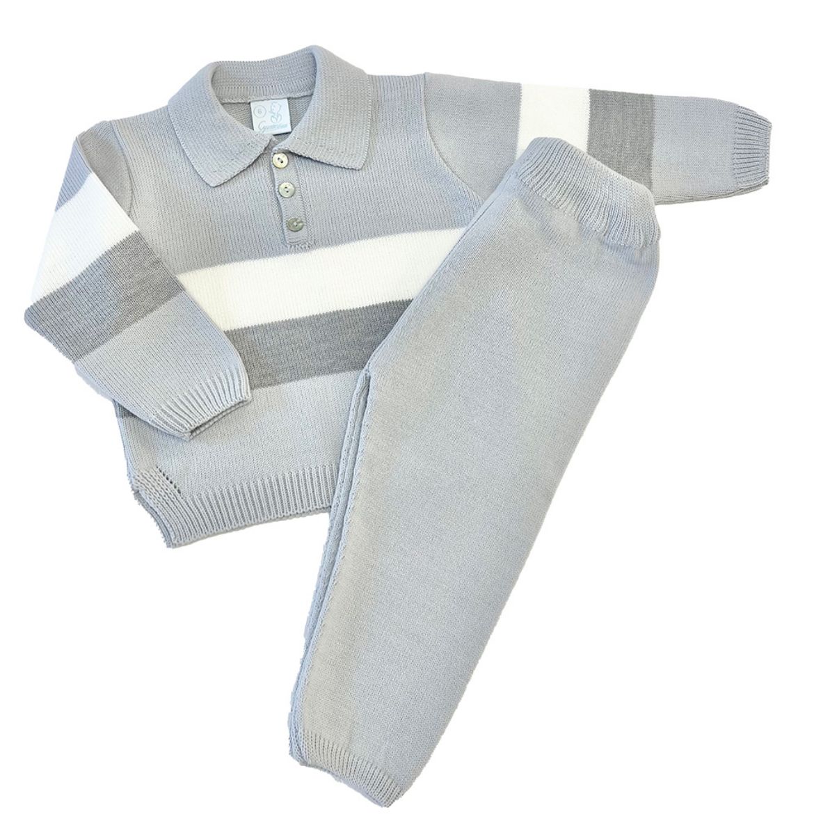 Picture of Granlei Boys Grey & Cream Striped Knitted Set