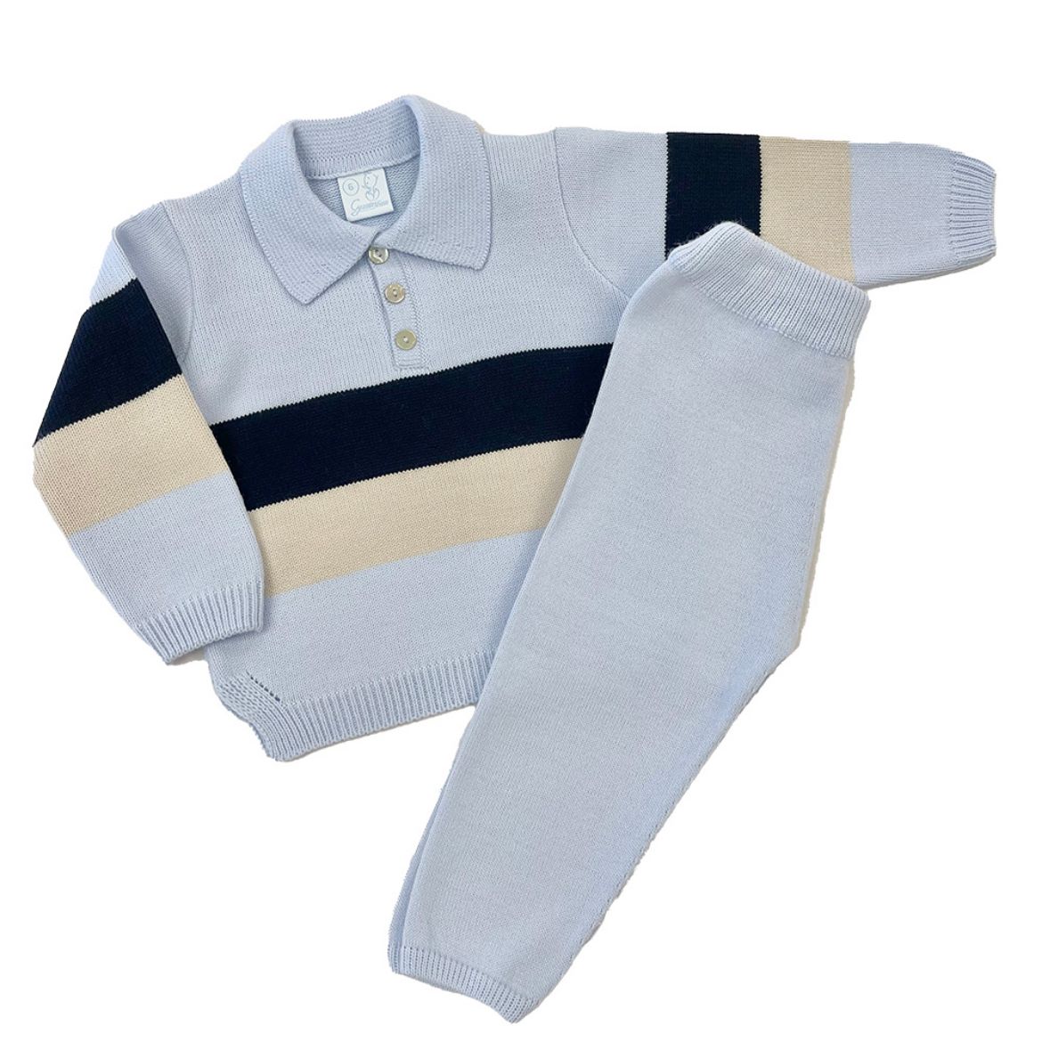 Picture of Granlei Boys Blue, Navy & Beige Striped Knitted Set
