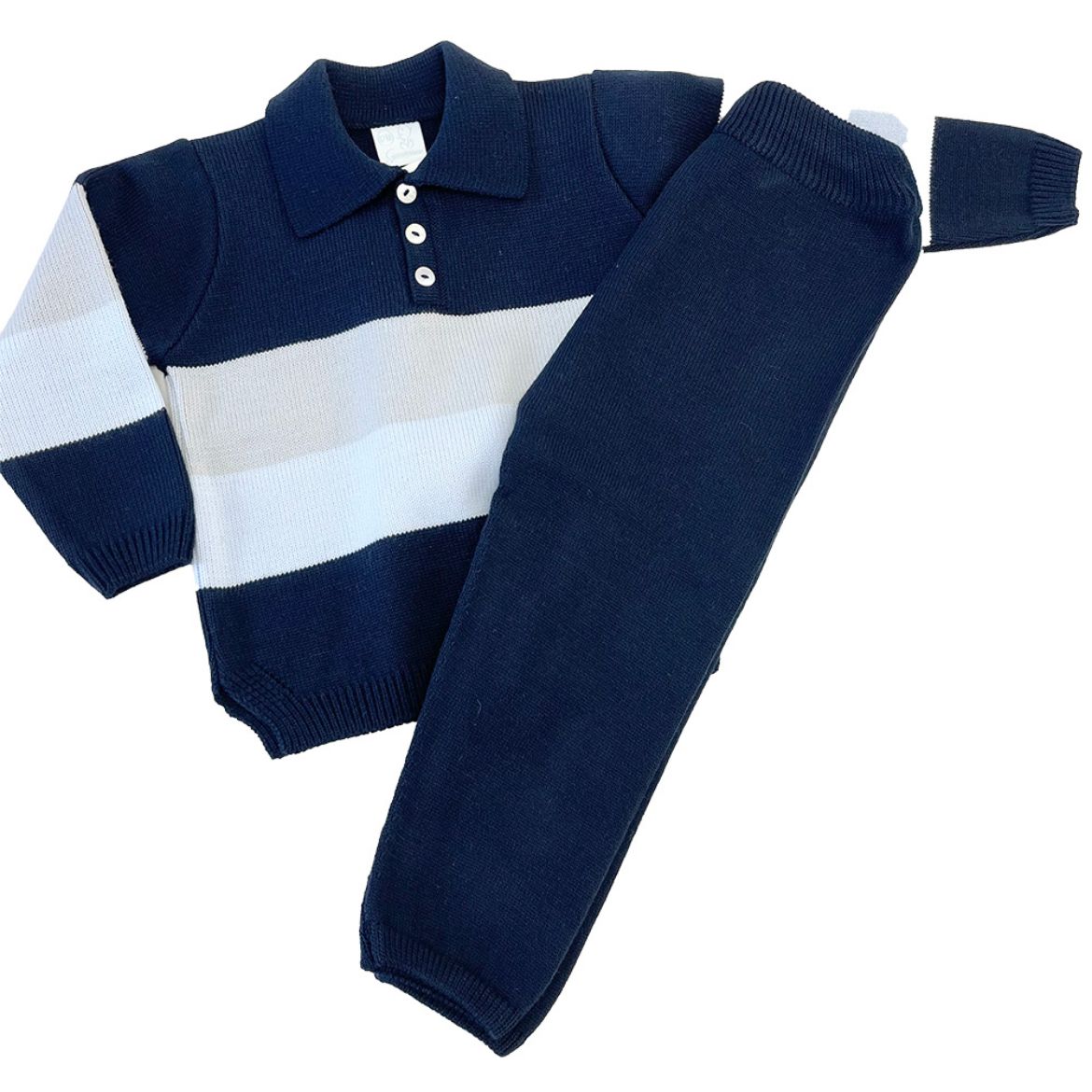 Picture of Granlei Boys Navy, Grey & Blue Striped Knitted Set