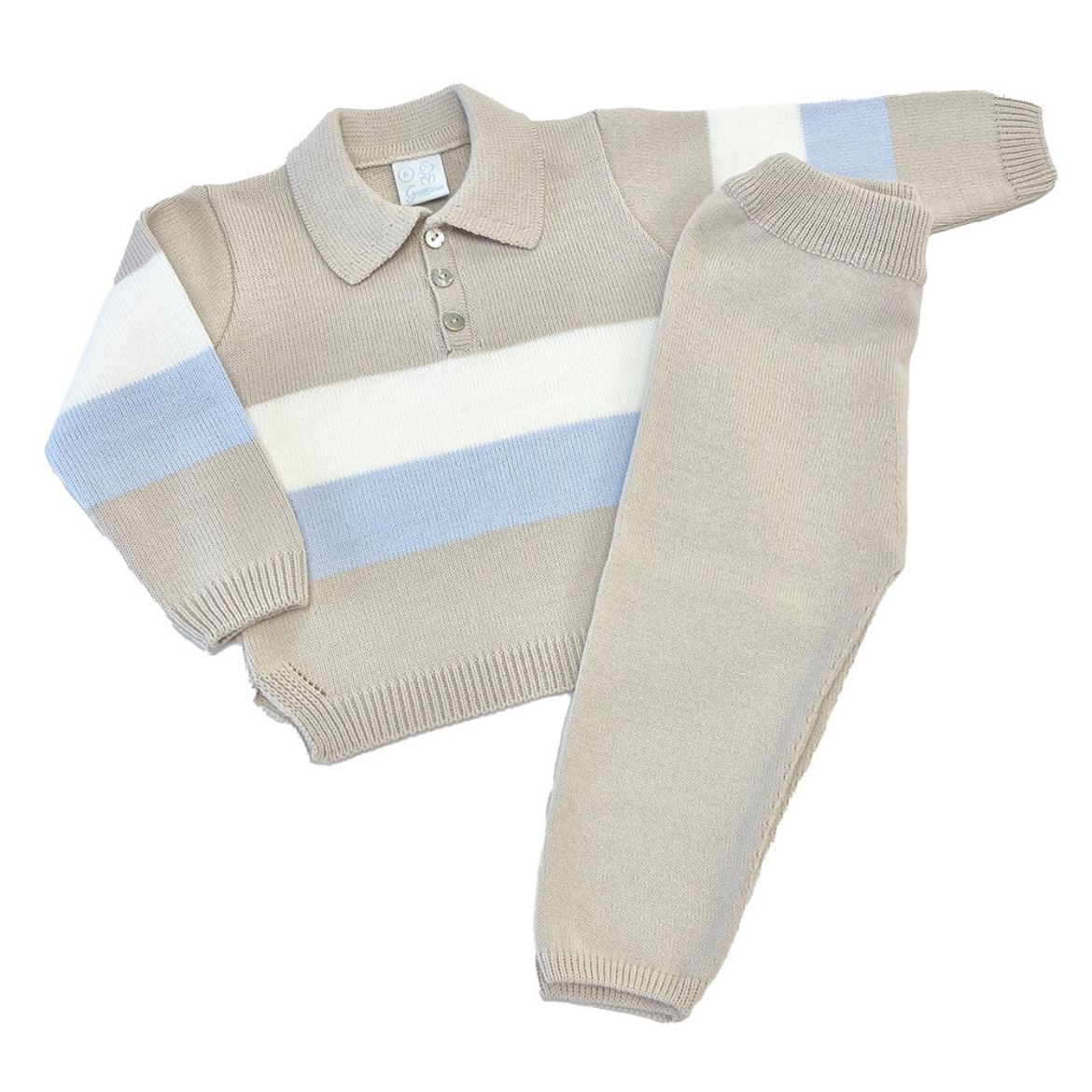 Picture of Granlei Boys Beige, Blue & Cream Stripe Knitted Set