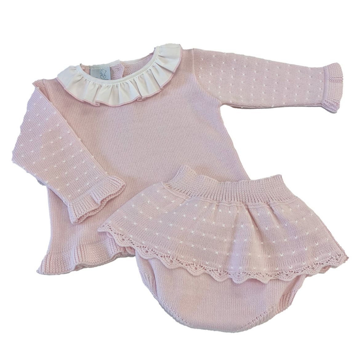 Picture of Granlei Girls Knitted Pink Spotted Set
