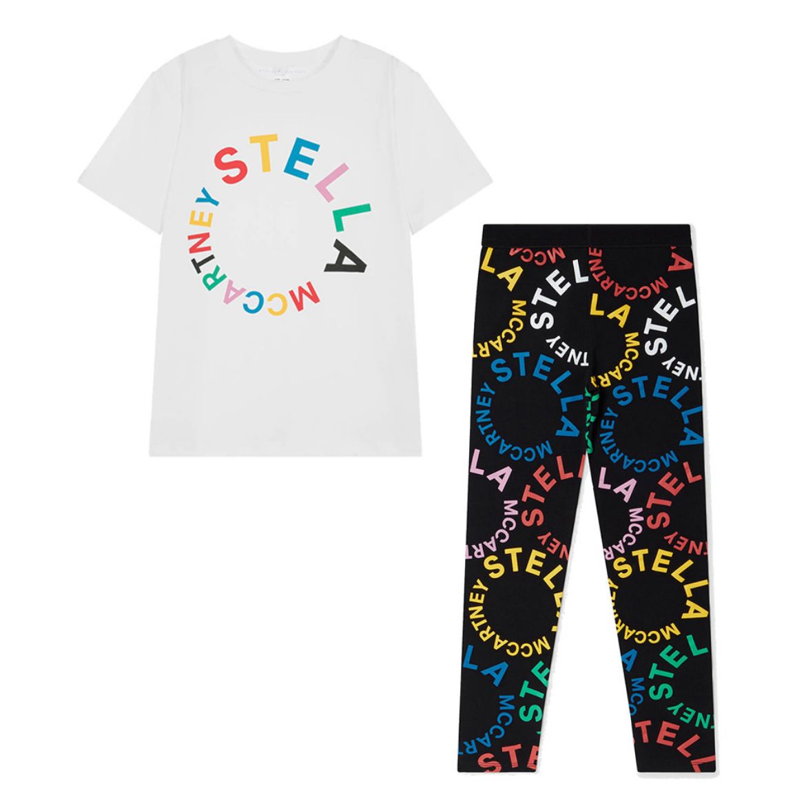 Picture of Stella Mc Cartney Girls White Top & Black Logo Leggings Set