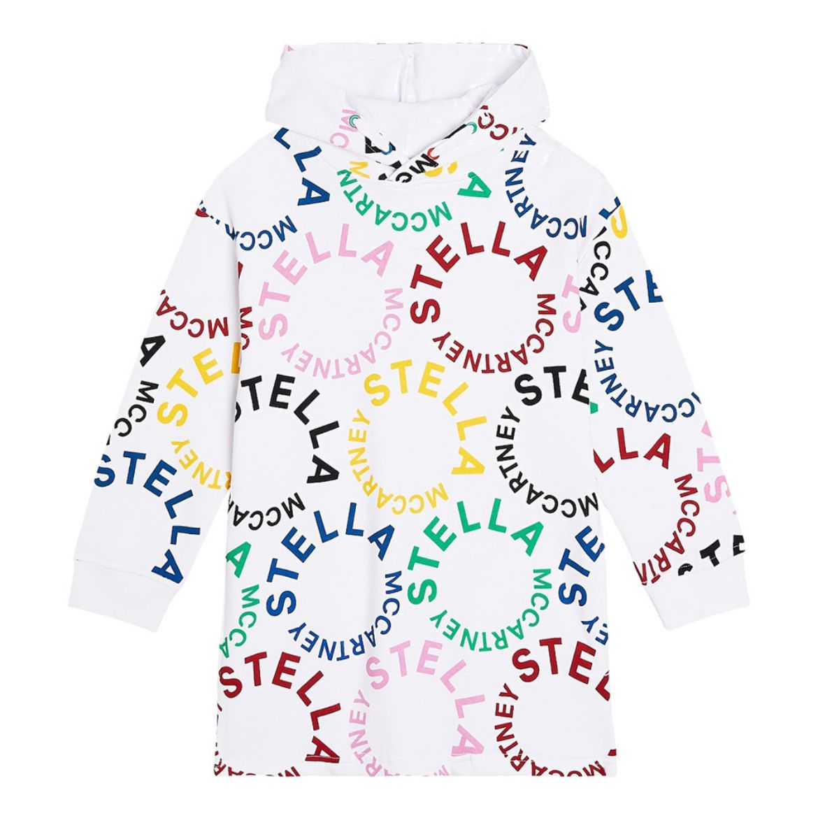 Picture of Stella Mc Cartney Girls White Logo Hooded Dress