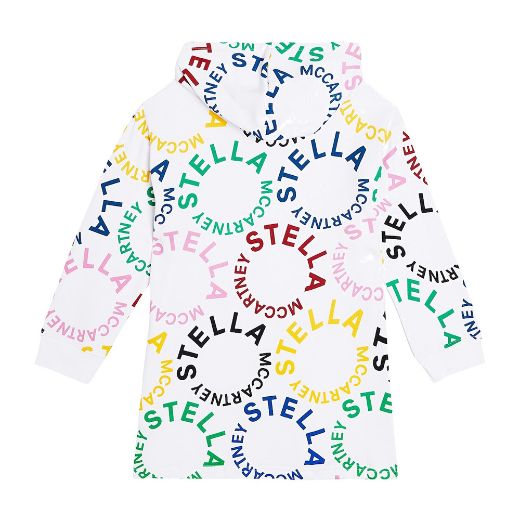 Picture of Stella Mc Cartney Girls White Logo Hooded Dress