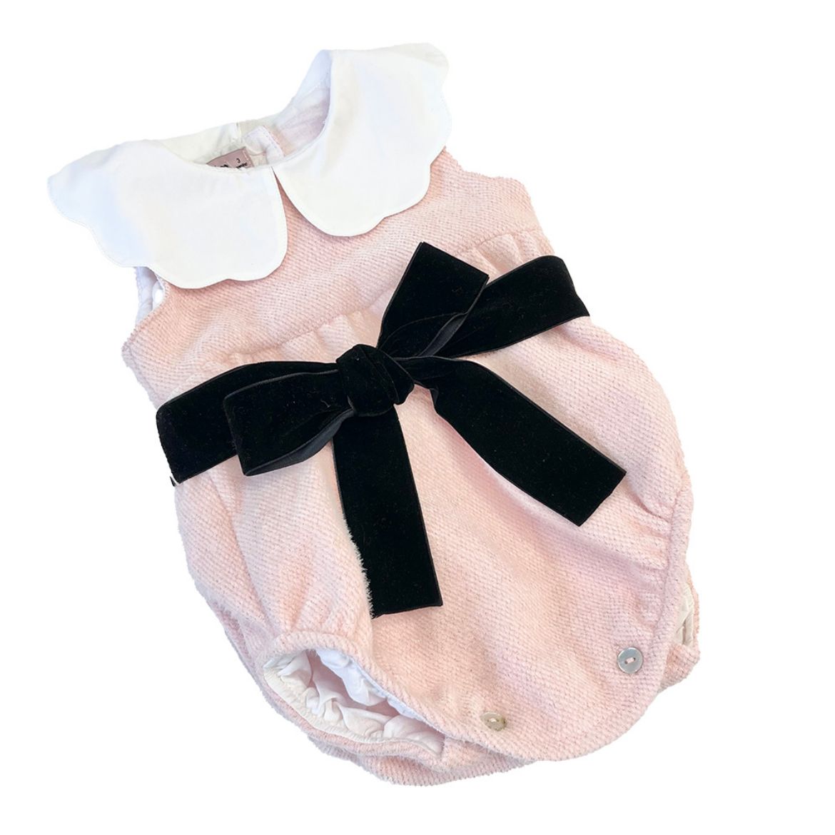 Picture of Phi Pink Romper With Black Velvet Bow