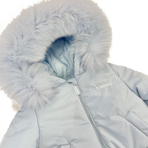 Picture of Bimbalo Boys Blue Bomber Coat with Fur Hood