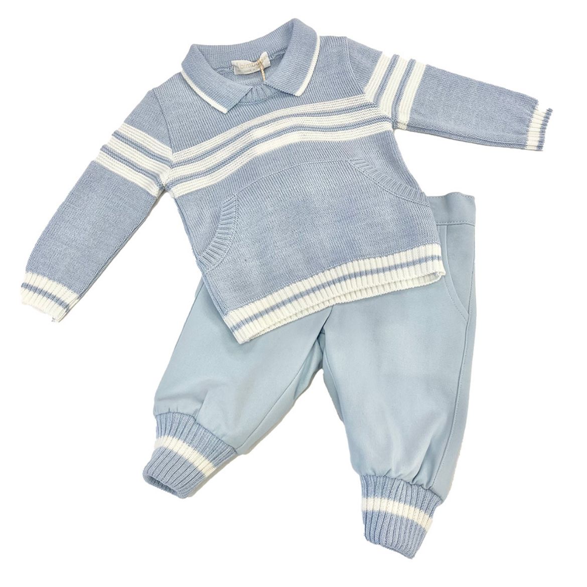 Picture of Bimbalo Boys Blue Knitted Jumper & Joggers Set