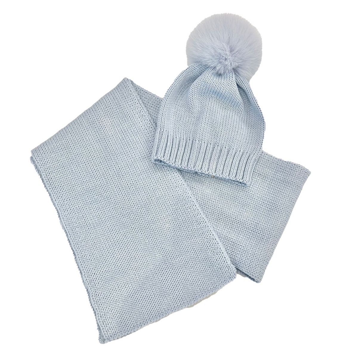 Picture of Bimbalo Boys Pale Blue Knitted Hat & Scarf Set