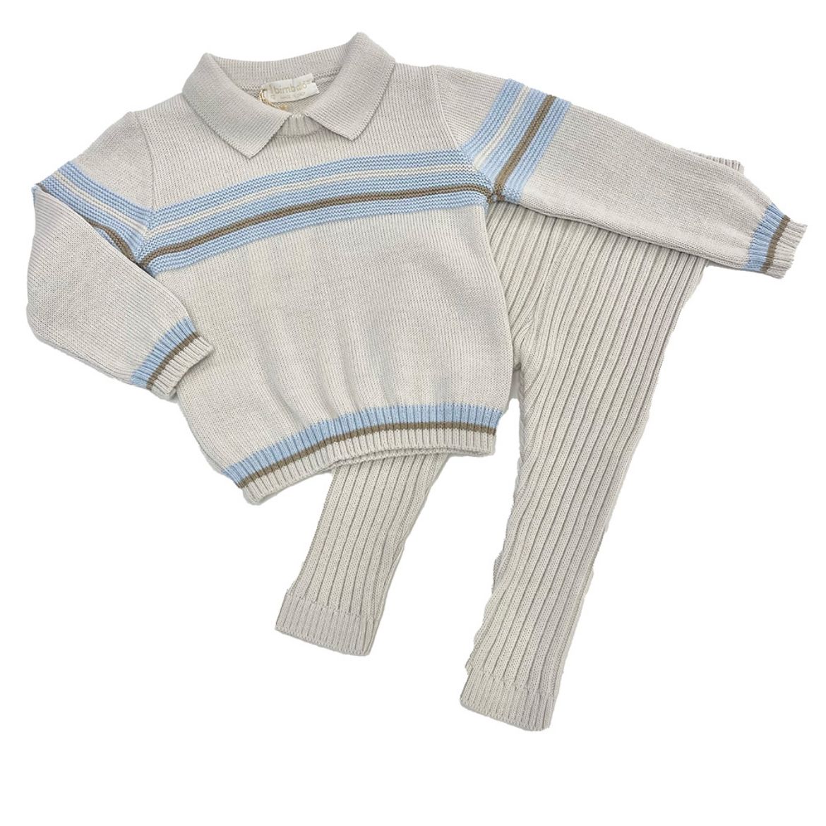 Picture of Bimbalo Boys Beige Polo Knitted Set