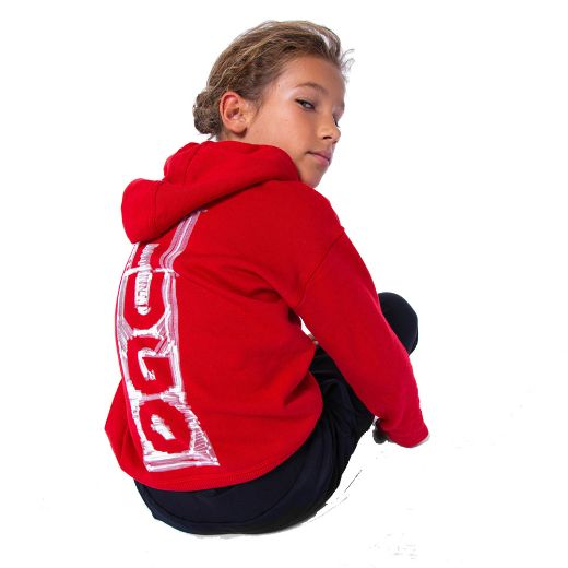 Picture of Hugo Boys Red Big Logo Hooded Sweatshirt