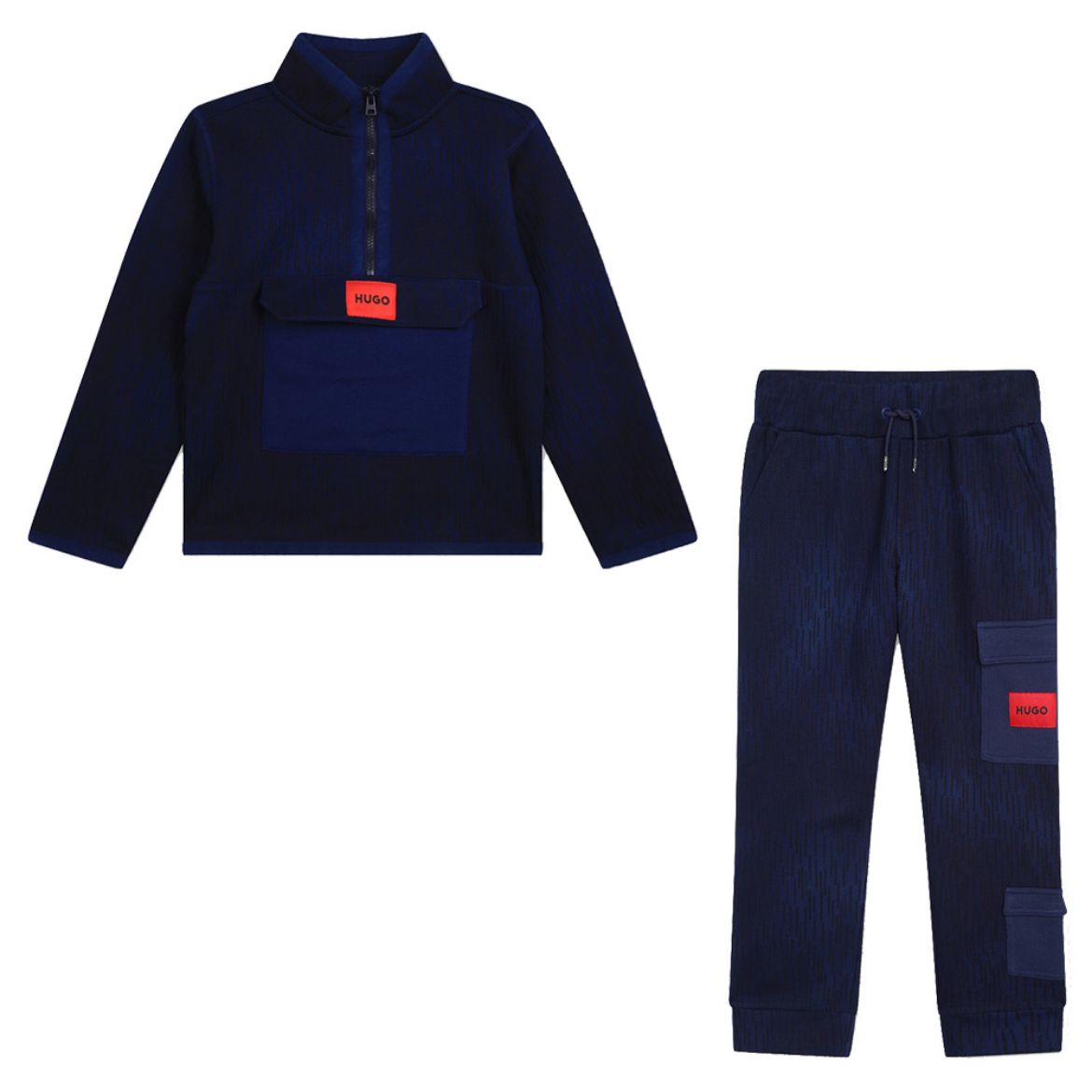 Picture of Hugo Boys Two Piece Navy Patch Logo Tracksuit