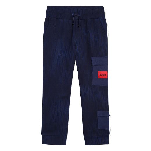Picture of Hugo Boys Two Piece Navy Patch Logo Tracksuit