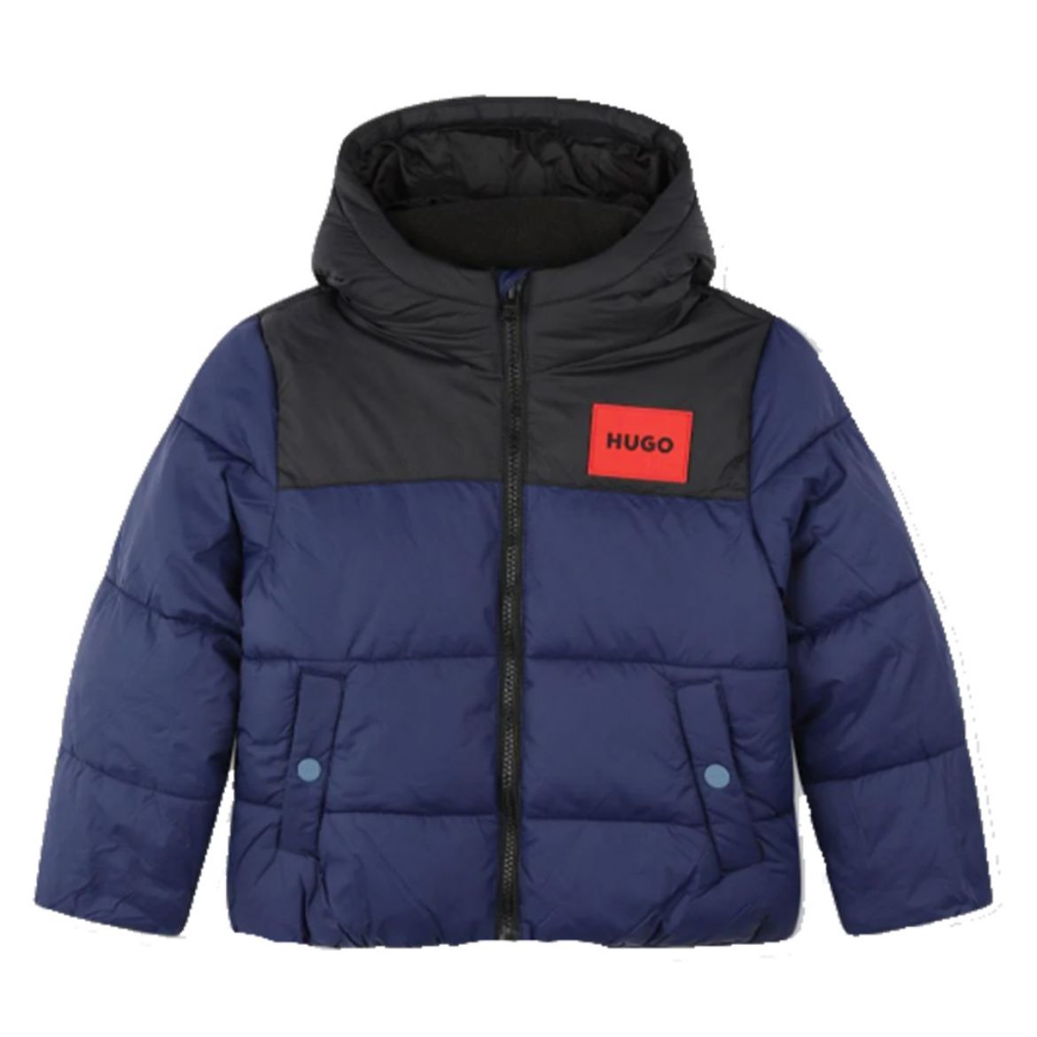 Picture of Hugo Boys Navy & Black Logo Coat