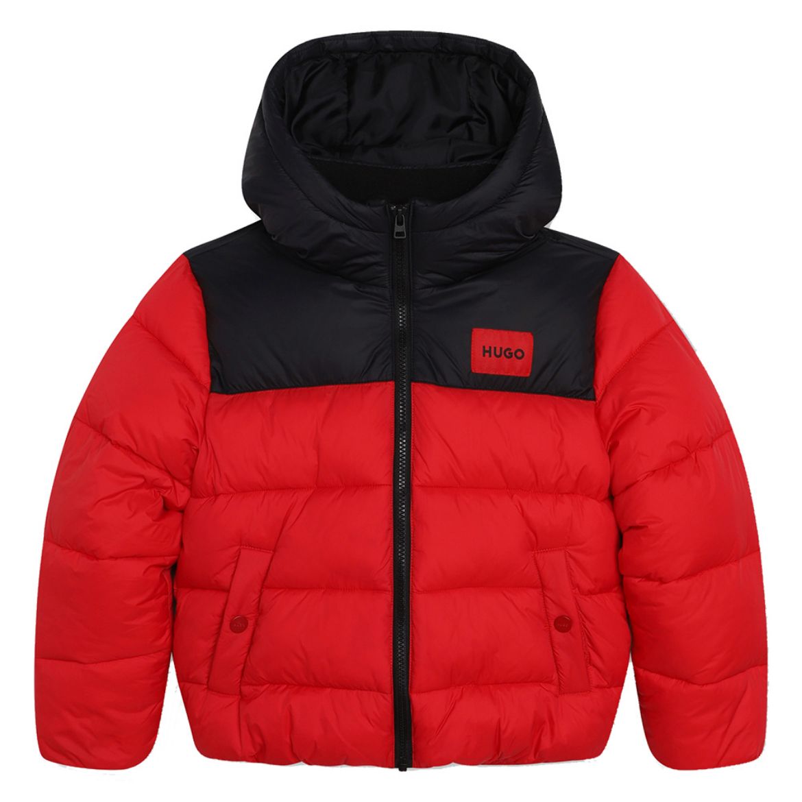 Picture of Hugo Boys Red & Black Logo Coat