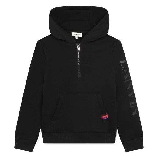 Picture of Lanvin Boys Black Zip Up Hooded Sweatshirt Tracksuit