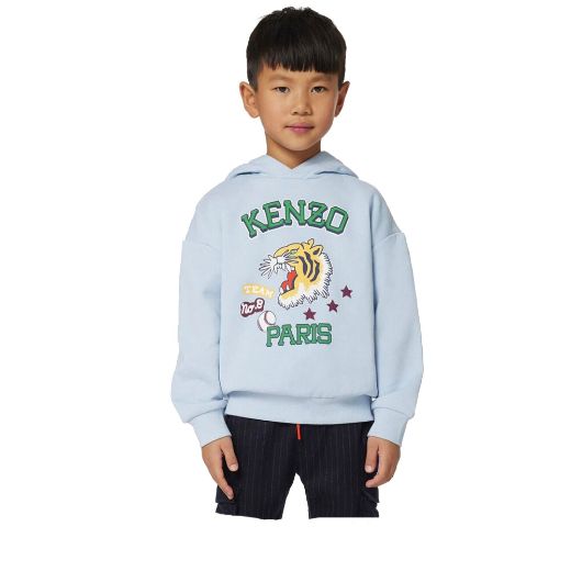 Picture of Kenzo Boys Pale Blue 'Kenzo Club' Hooded Sweatshirt