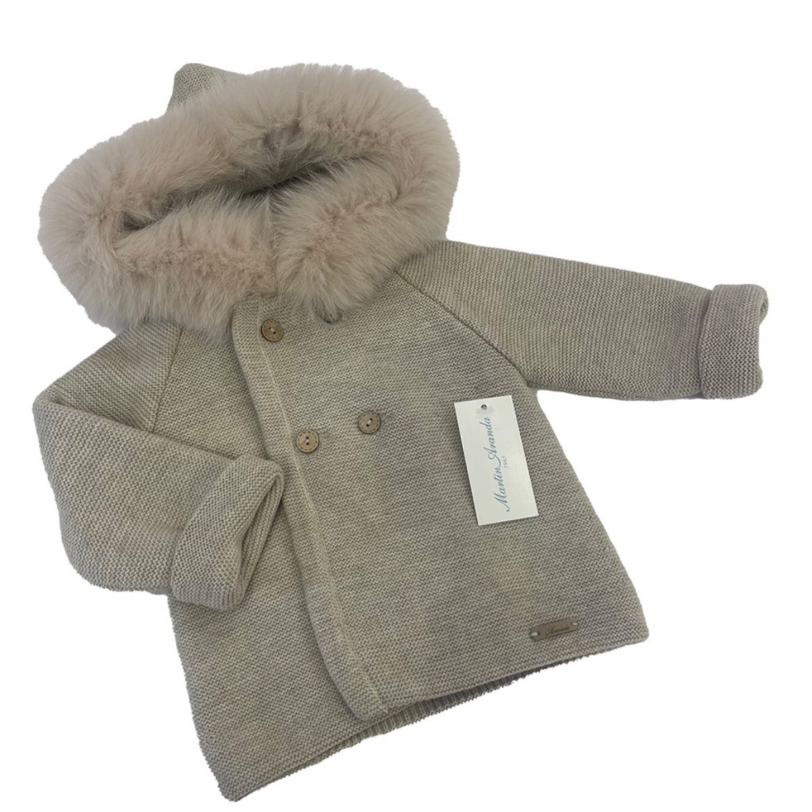 Picture of Martin Aranda Boys Beige Fur Hood Cardigan