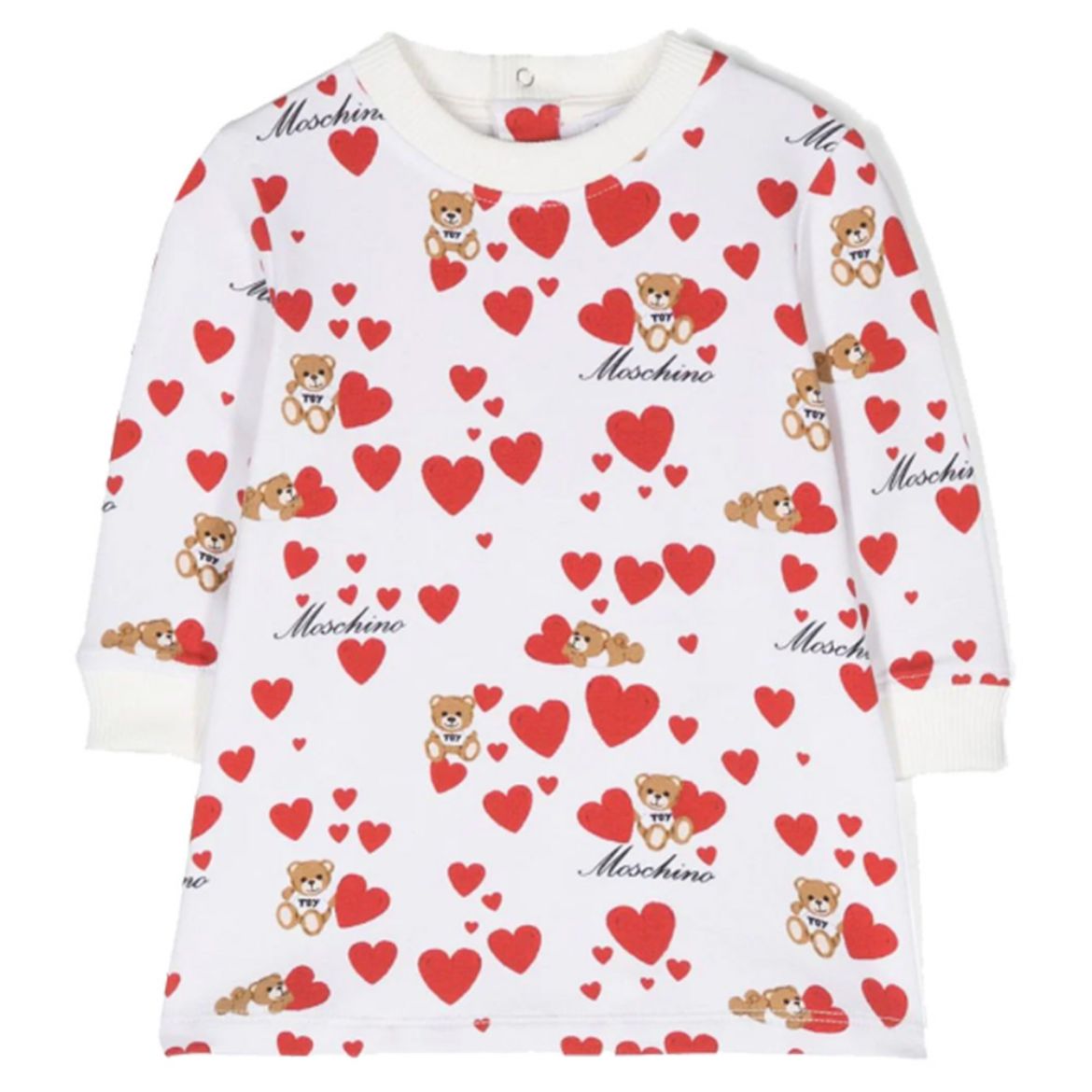 Picture of Moschino Baby Girls White & Red Heart Dress