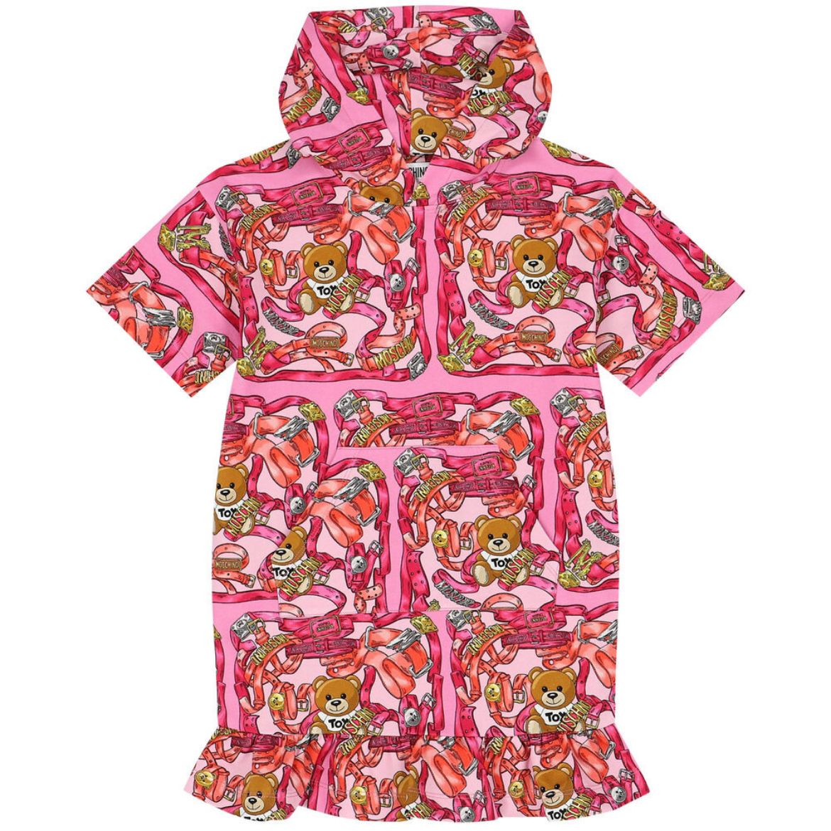 Picture of Moschino Girls Pink Hooded Short Sleeve Dress