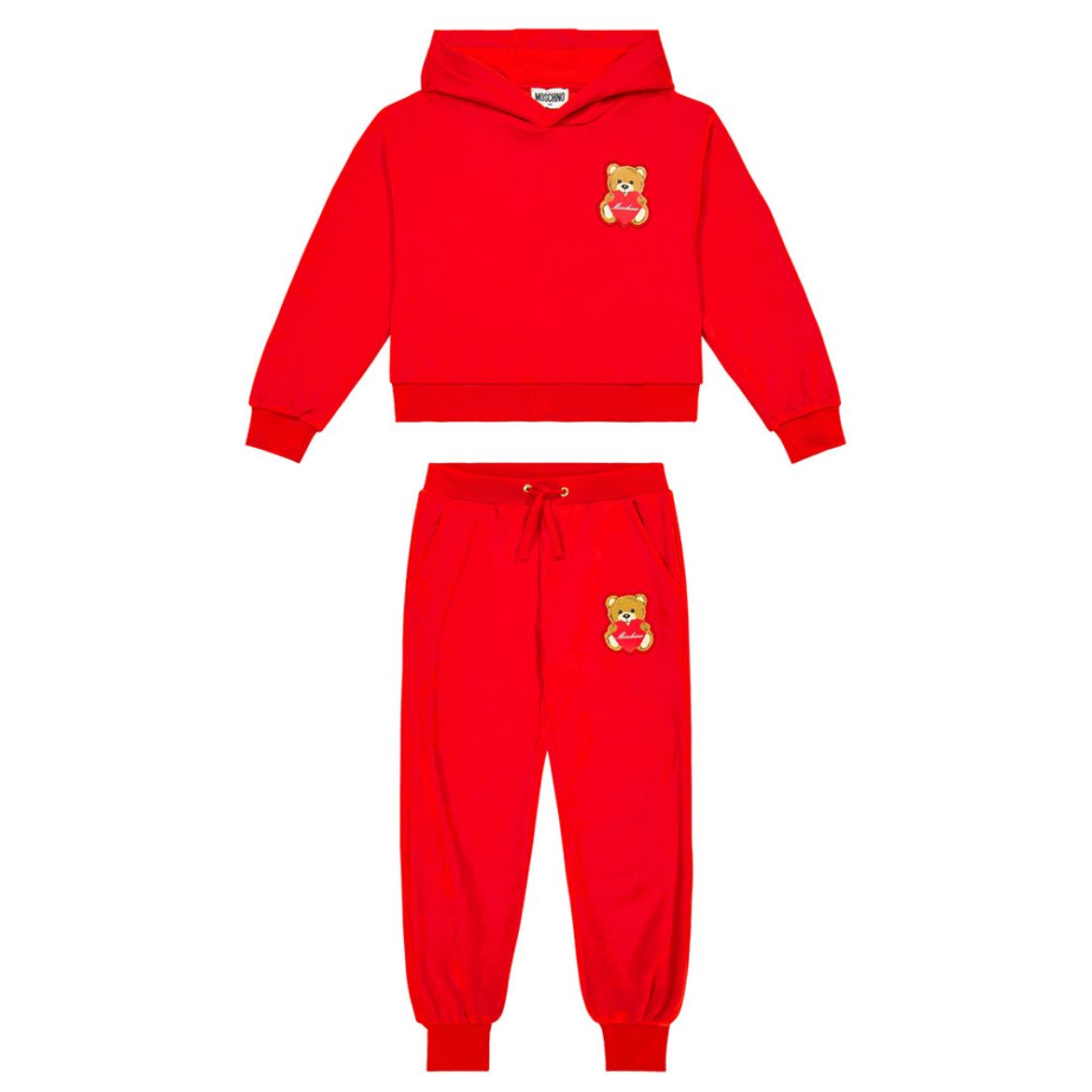 Picture of Moschino Girls Red Velour Hooded Tracksuit