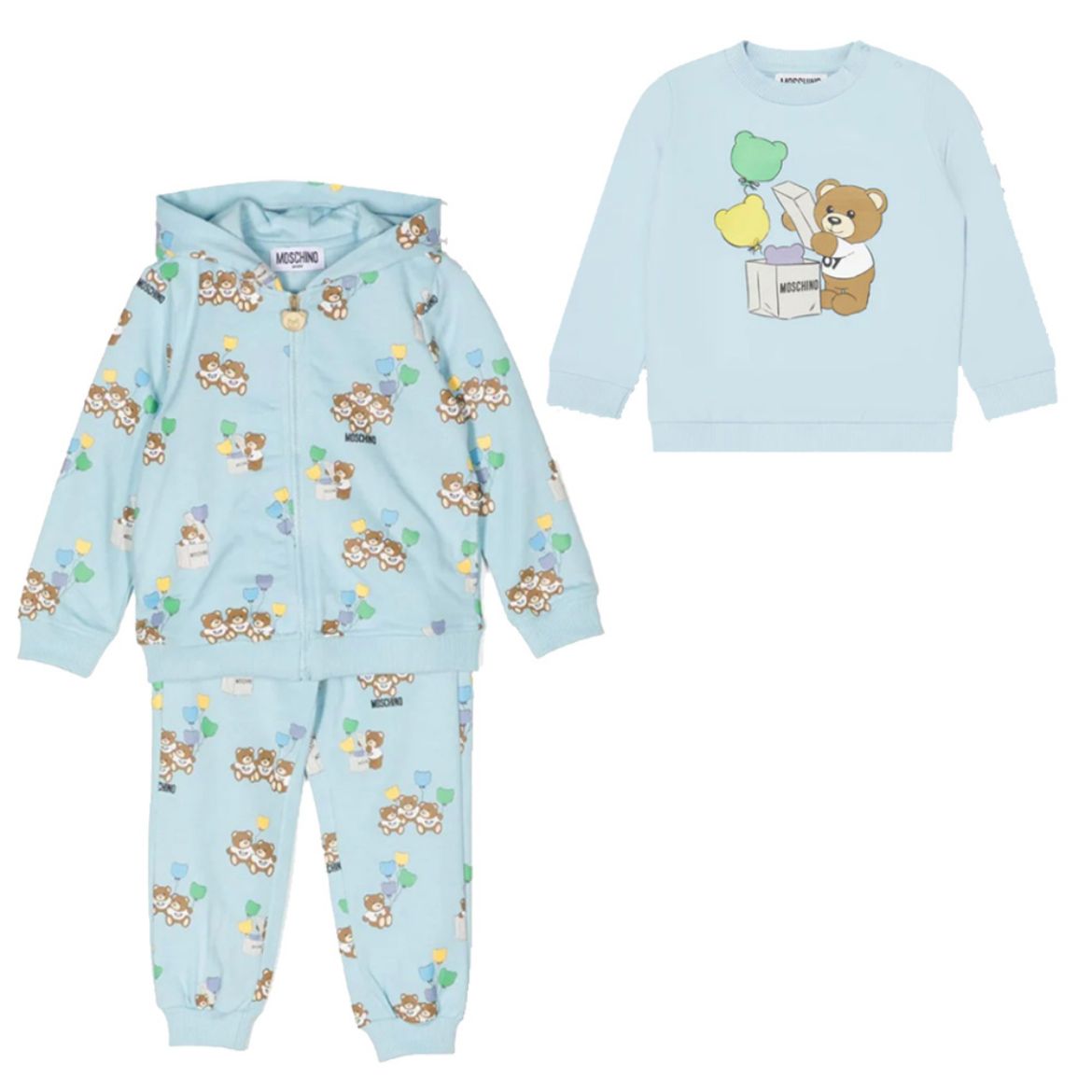 Picture of Moschino Baby Boys Pale Blue 3 Piece Teddy Tracksuit