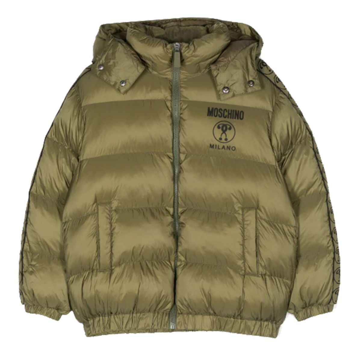 Picture of Moschino Boys Olive & Black Logo Coat