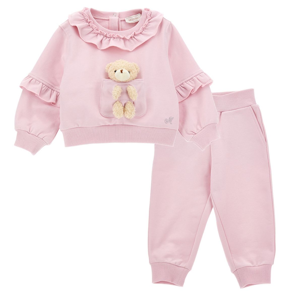Picture of Monnalisa Baby Girls Pink Tracksuit with Teddy