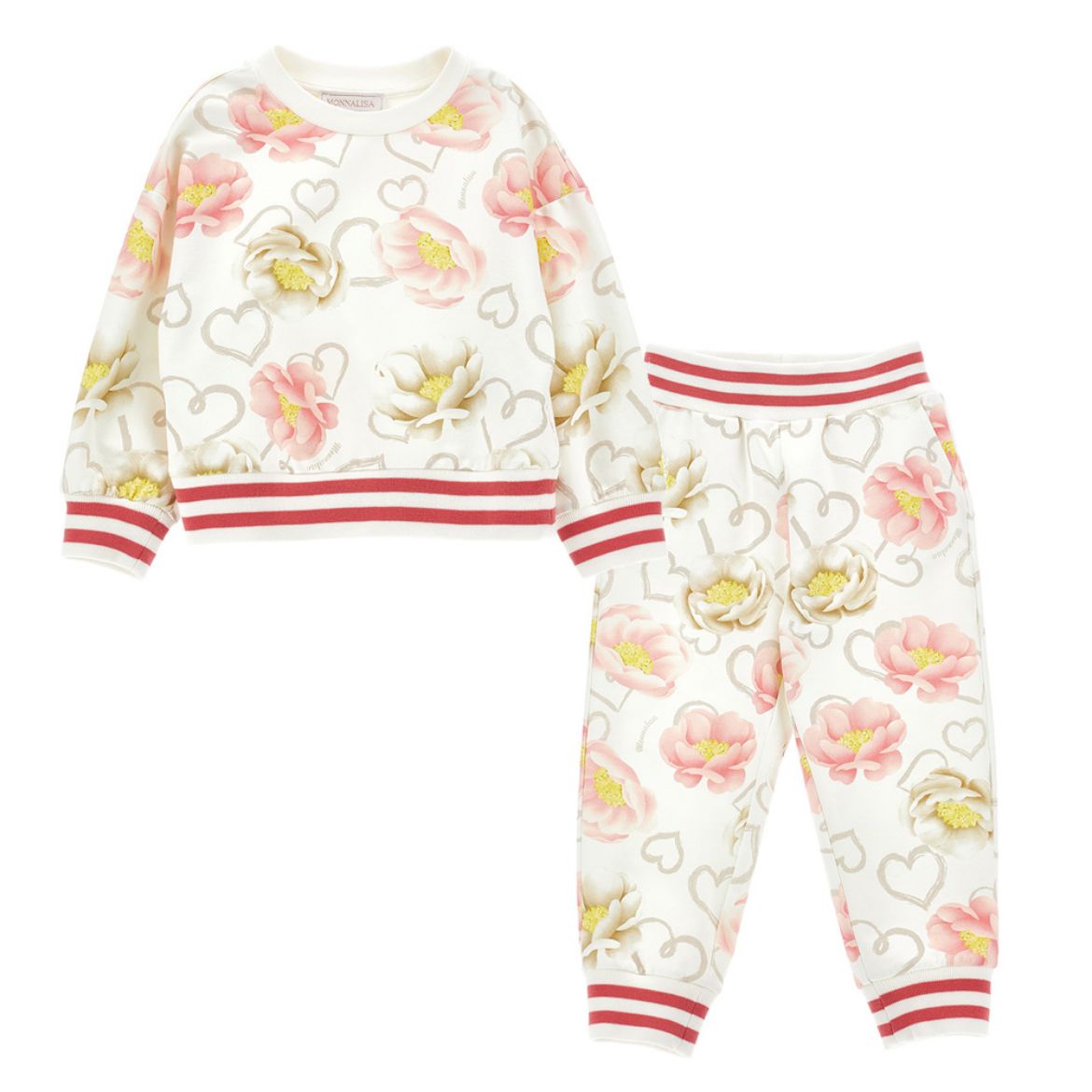 Picture of Monnalisa Girls Cream Flower Tracksuit