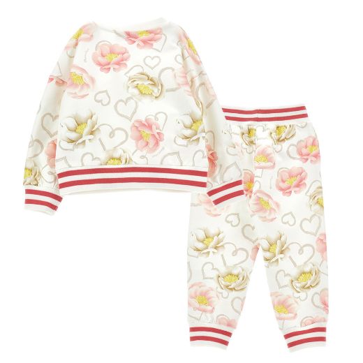 Picture of Monnalisa Girls Cream Flower Tracksuit