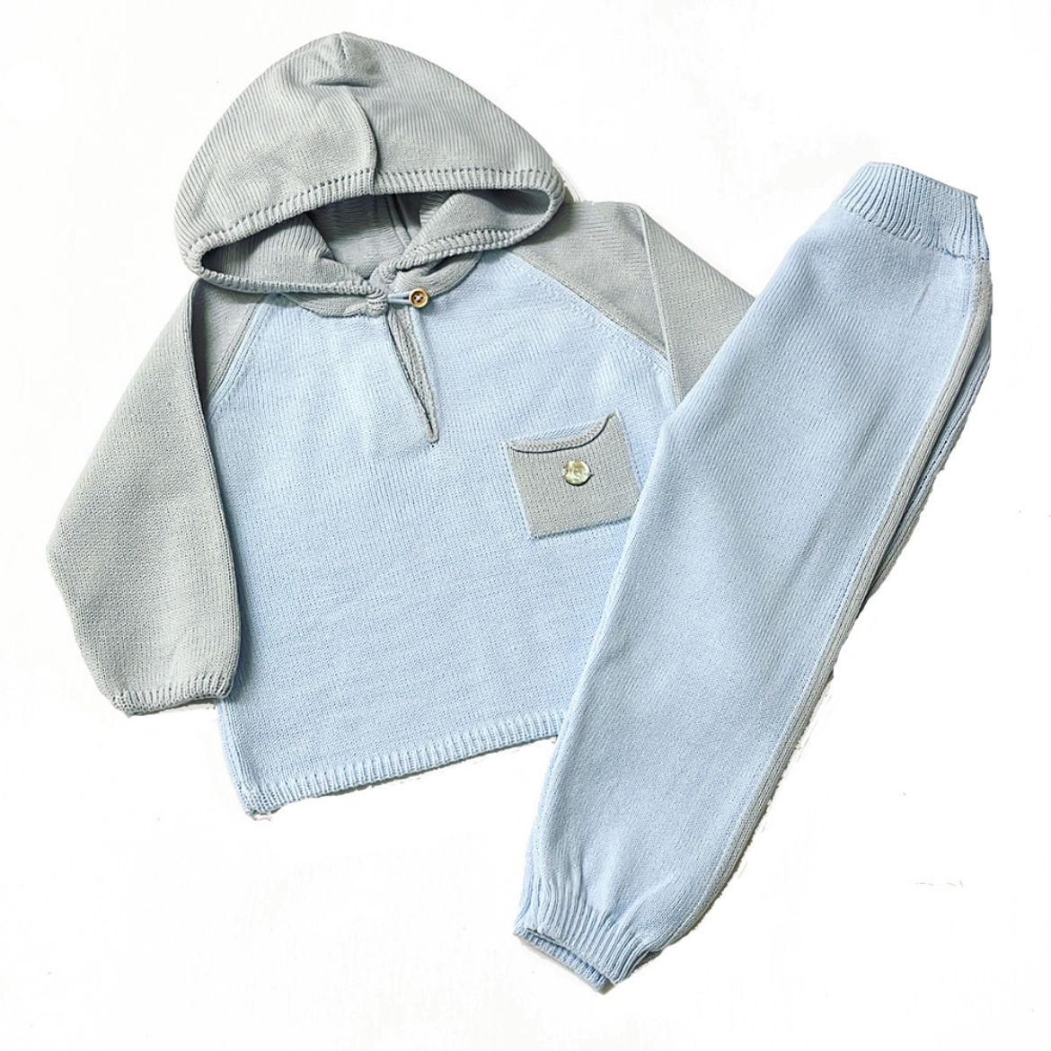 Picture of Granlei Boys Blue & Grey Knit Hooded Tracksuit