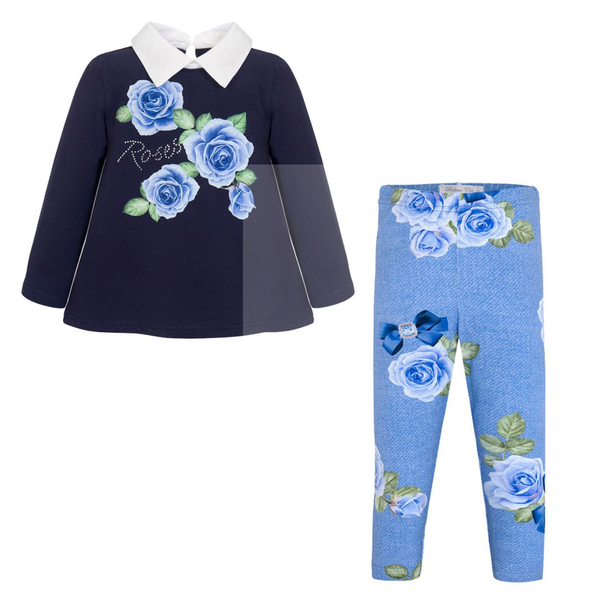 Picture of Balloon Chic Girls Blue & Navy Flower Legging Set