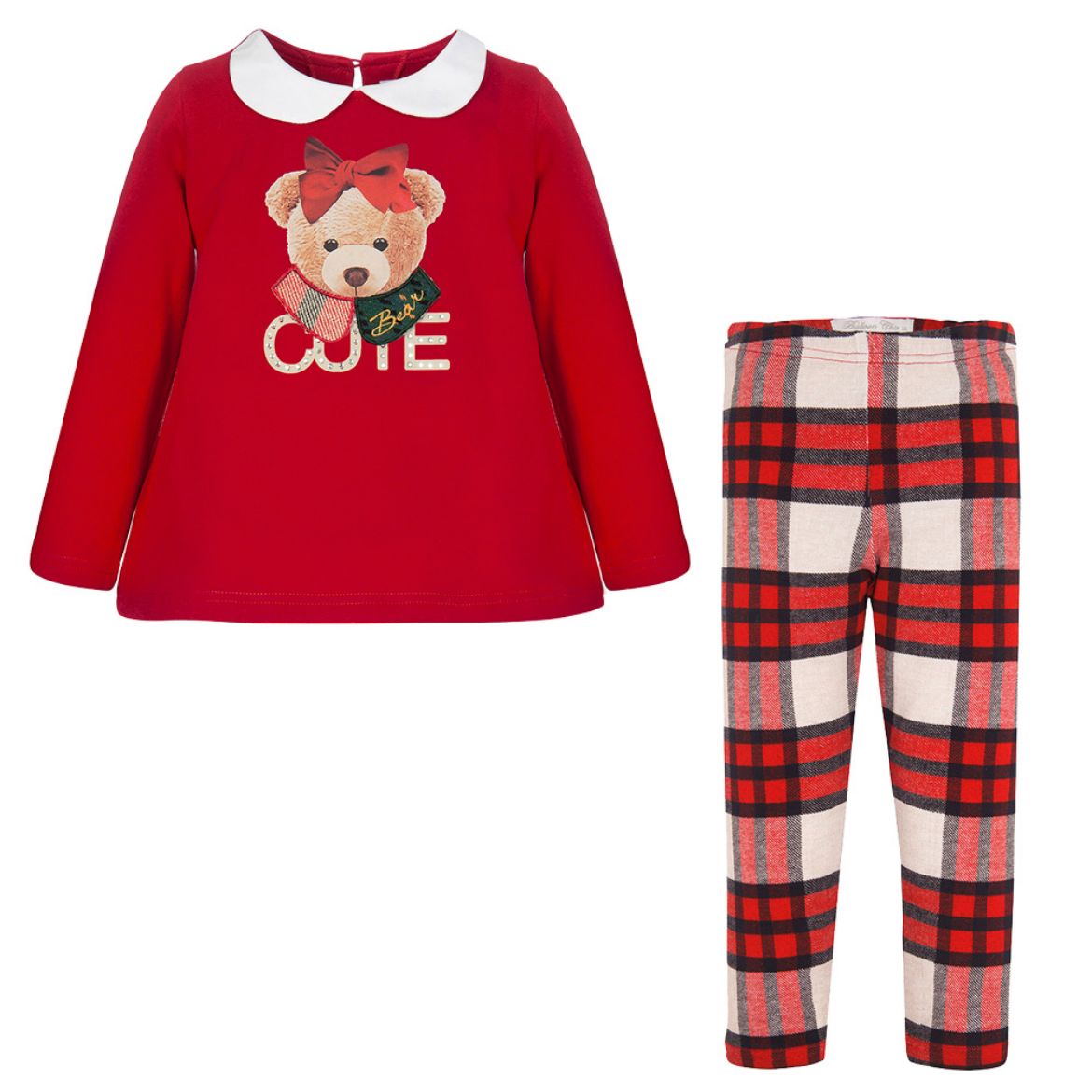 Picture of Balloon Chic Girls Red Teddy Legging Set