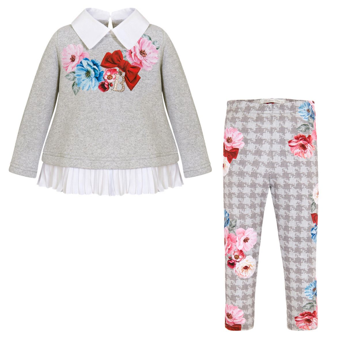 Picture of Balloon Chic Girls Grey Flower Legging Set