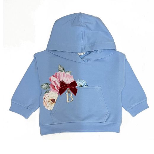 Picture of Balloon Chic Girls Blue Flower Hoodie Set