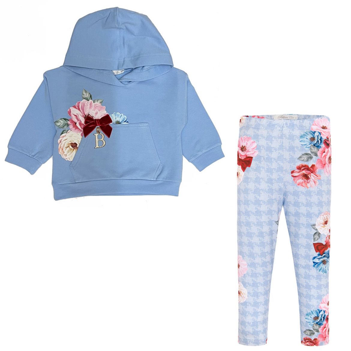 Picture of Balloon Chic Girls Blue Flower Hoodie Set