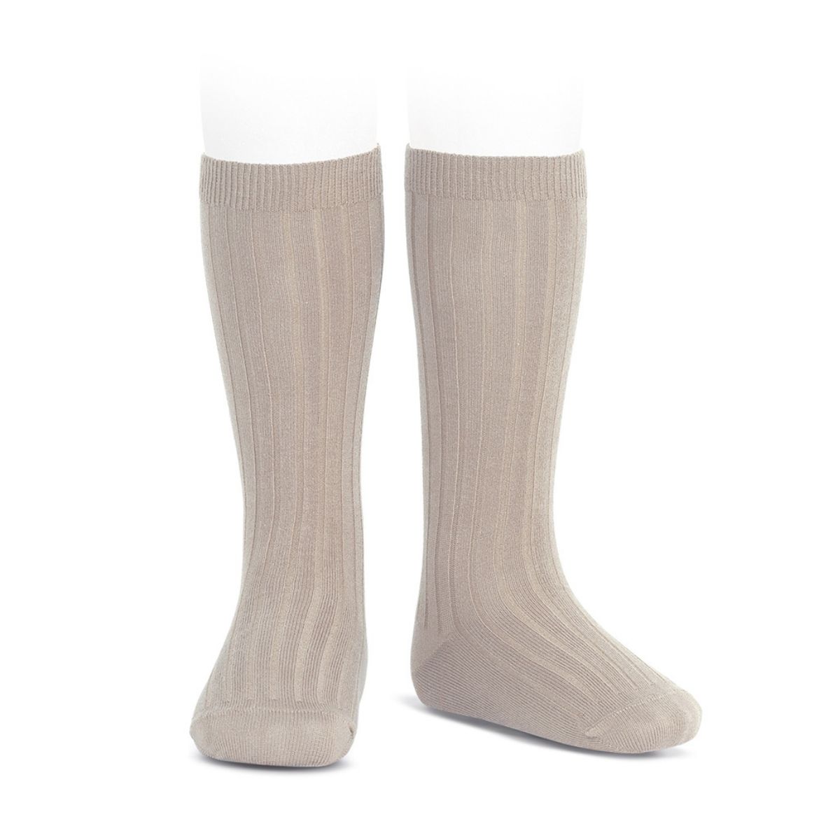 Picture of Condor Basic Rib Knee High Socks - Stone