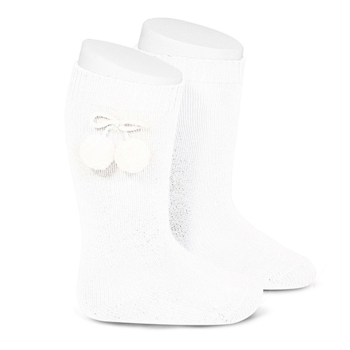 Picture of Condor Knee High Socks with PomPoms - White