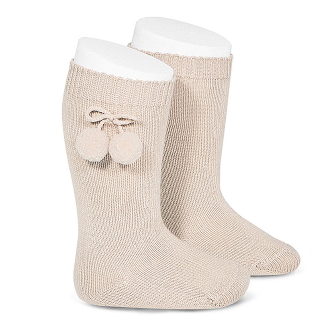 Picture of Condor Knee High Socks with PomPoms - Linen