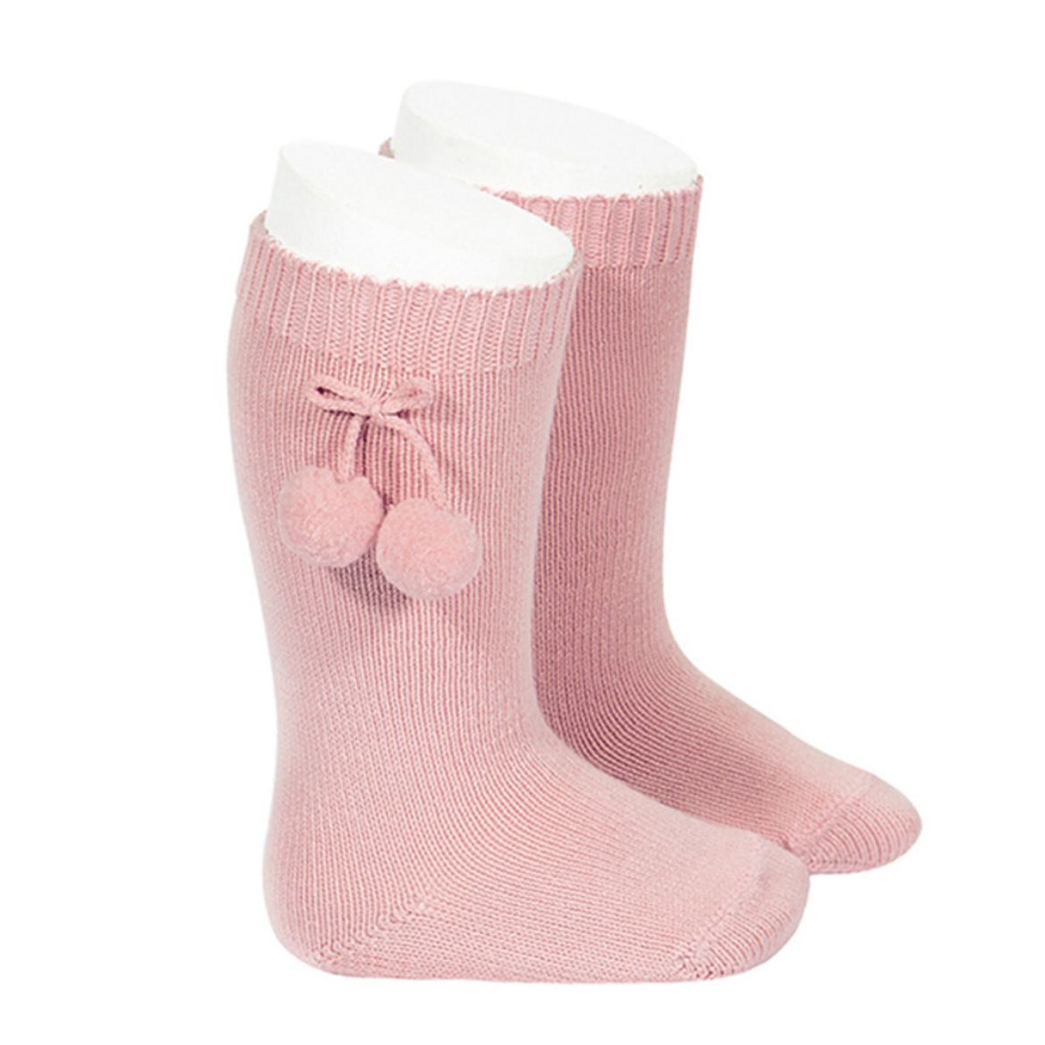 Picture of Condor Knee High Socks with PomPoms - Pale Pink