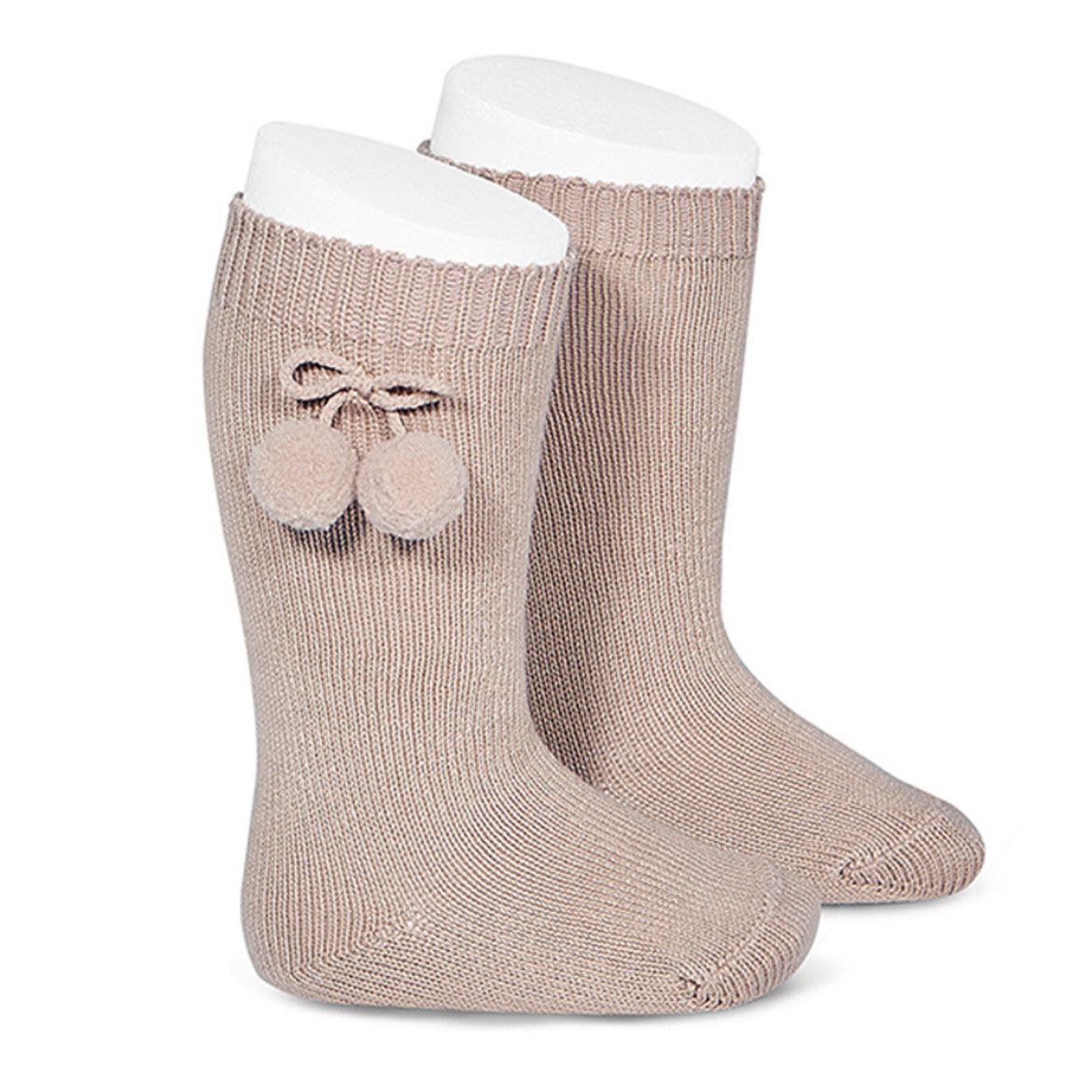 Picture of Condor Knee High Socks with PomPoms - Stone