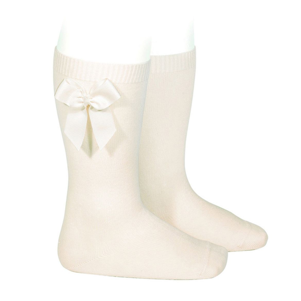 Picture of Condor Knee High Socks with Side Grossgrain Bow - Beige