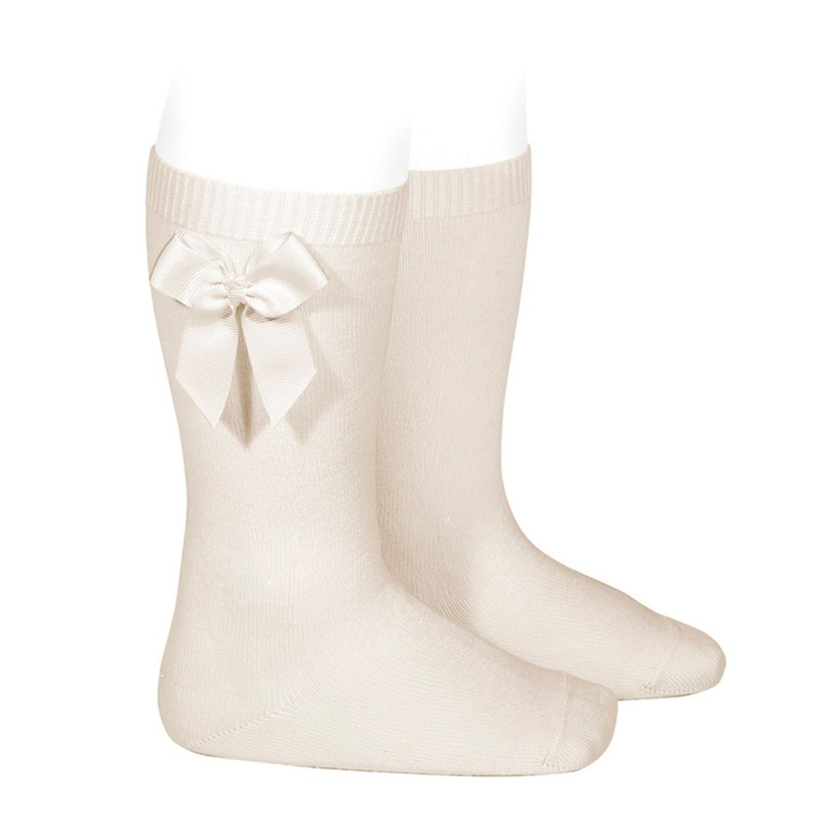 Picture of Condor Knee High Socks with Side Grossgrain Bow - Linen