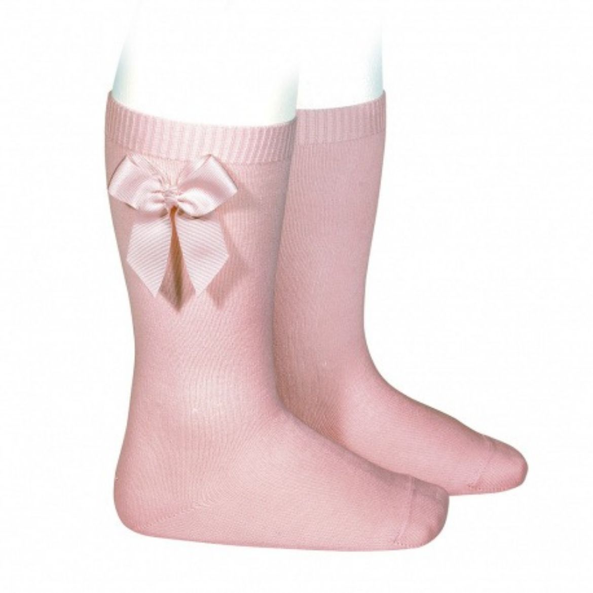 Picture of Condor Knee High Socks with Side Grossgrain Bow - Pale Pink