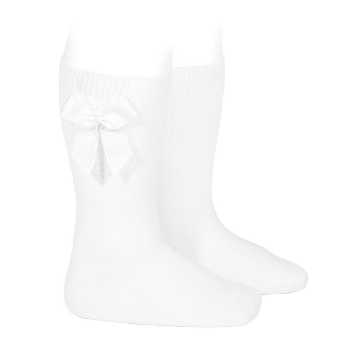 Picture of Condor Knee High Socks with Side Grossgrain Bow - White
